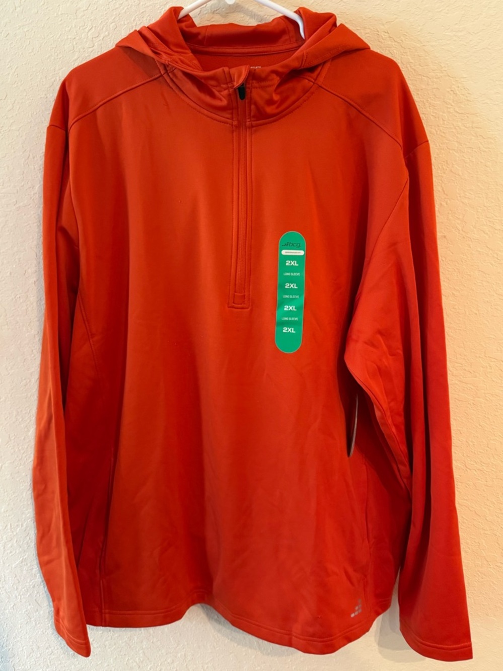 BCG Performance Fit 2XL Orange 1/4 Zip Hooded Pullover Hoodie Long Sleeve